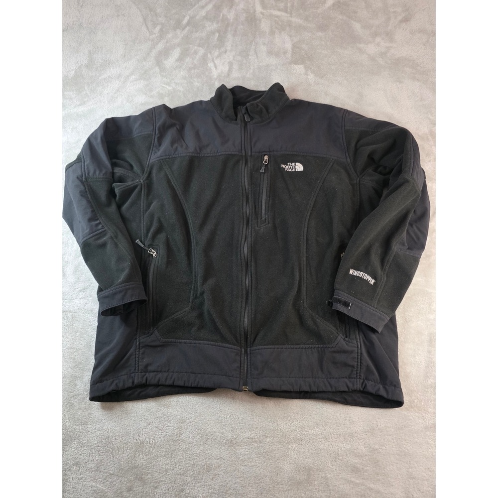 The North Face Jacket Mens XXL Black Windstopper Fleece Full Zip Coat